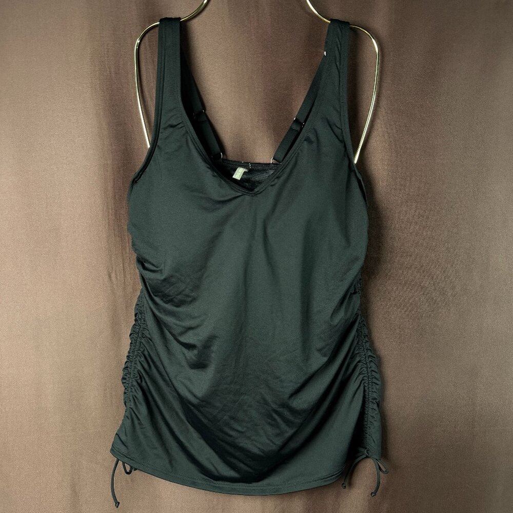 Lands' End Women's 4-10, 2-4 LONG Black Tankini Swimsuit Top Underwire Adjustabl
